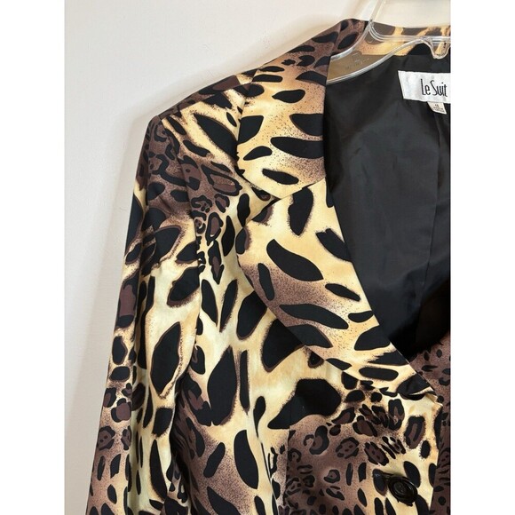 LE SUIT Leopard Print 3 Button Tie Front Crop Blazer 18 Lined Slit Cuff Jacket - Picture 4 of 14
